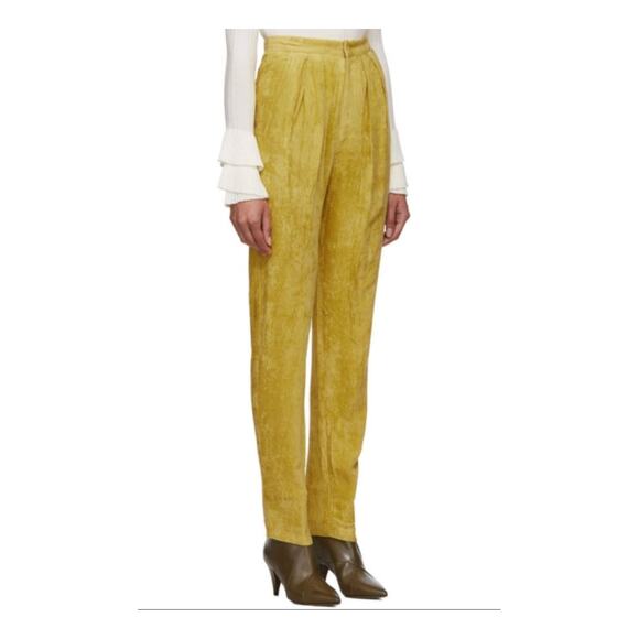 Isabel Marant 2 Fany Velvet Corduroy Pants $660 High Rise Pleated Dusty Yellow - Picture 15 of 15